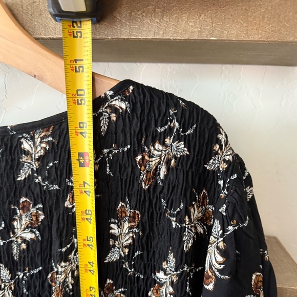 Croft & Barrow|Black floral midi dress, 3/4 sleeve & smocking•••Boho cottagecore - Picture 12 of 12